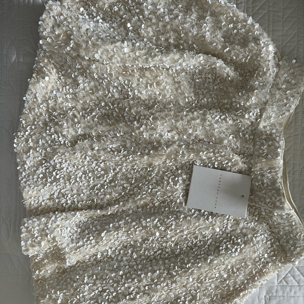NWT Endless Rose Cream Sequin Mini Skirt